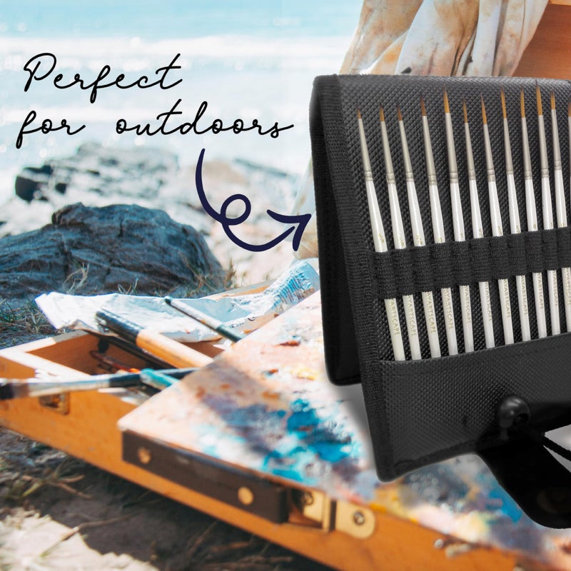 Myartscape فرشاة رسم مصغرة من MyArtscape مع حامل، مجموعة من 12 لرسومات التفاصيل والنقاط الدقيقة - للاستخدام مع الأكريليك، والألوان المائية، والزيتية، والغواش - للتزيين والكتابة - مستلزمات فنية - Image 5